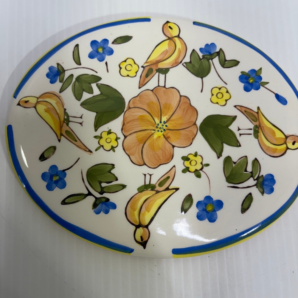 California Pantry Classic Ceramics 2001 Oval Bird Floral Serving Platter Plate